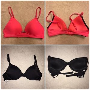 Bundle of 2 bras—hot pink and black NWOT💕🖤💕